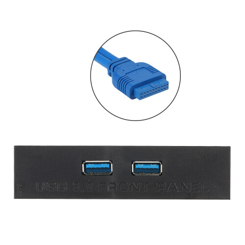 USB 3.0 Front Panel Hub 2 Ports 60cm Cable for PC Desktop Black