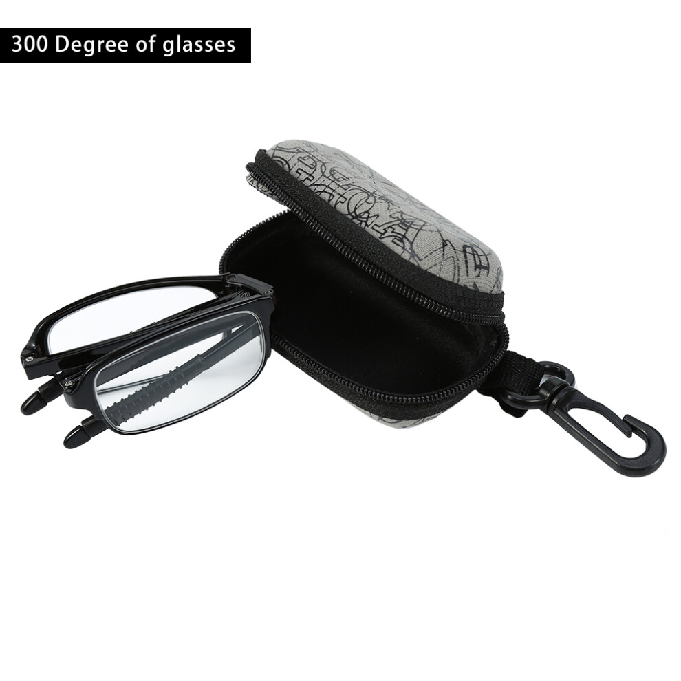 Portable Folding Presbyopic Reading Glasses 3.0 Black Lightweight