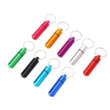 9pcs Waterproof Aluminum Pill Box Case Organizer with Keychain - 14mm Diameter