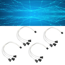 Set of 4 Copper 4Pin PWM Fan Extension Cables Silver Coated for PC Cooling