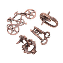 4pcs Metal Brain Teaser Puzzle Set with Durable Metal Construction and Varied Difficulty Levels