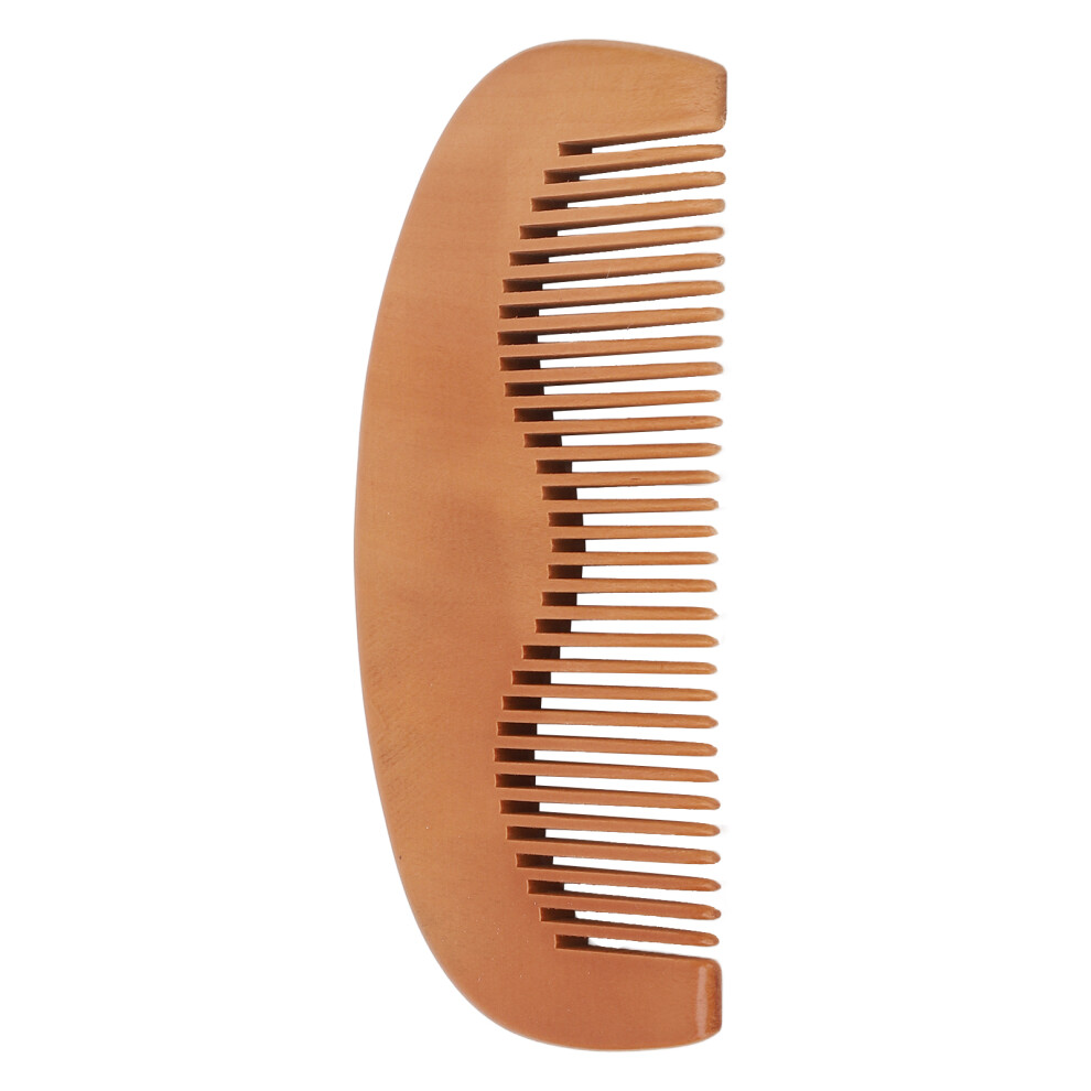 Unisex Peach Handmade Wood Small Portable Rounded Teeth Beard & Hair Comb