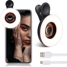 Objectif Macro avec Anneau Lumineux à Clip, Rechargeable et Portable, Variateur D'Intensité pour Photographie, Enregistrement Vidéo et Appareil