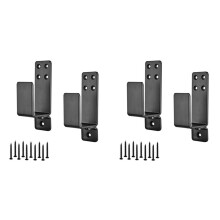 4pcs 2X4 Door Barricade Brackets Heavy Duty Upgraded Door Bar Holder for Home Security Suit for 2X4 Lumber Black