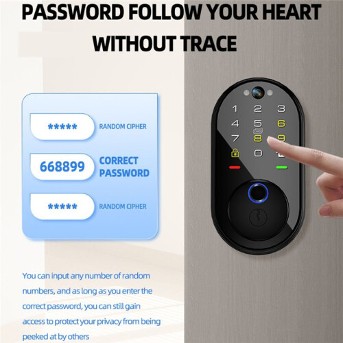 Tuya  Video Intercom Lock for Front Door with App Control Electronic Digital Deadbolt with Touchscreen Keypad 1