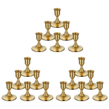 18PCS Brass Gold Taper Candle Holders, Vintage Metal Candlestick Holders for Dinner Room Table Centerpiece or Mantel