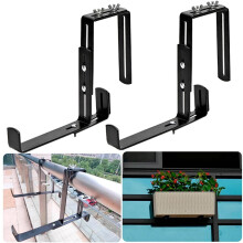 3 Pair Hook Trough Plant Pot Hanging Hooks Rail Balcony Planter Holder Brackets Iron Hooks Height Adjustable Hook -S