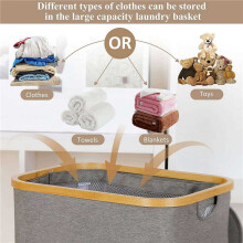 2X 110L Laundry Hamper with Handle and Lid,Collapsible Basket Organizer with Removable Inner Bag for Clothes Toys Grey