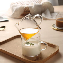 Espresso Cups Set of 4, 4 OZ Double Spouts Cups, Espresso Shot Glasses, Milk Cup with Handle, Clear Glass, Espresso