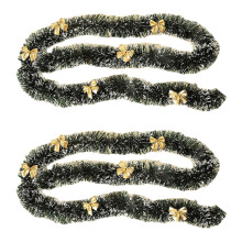 2X 2M Christmas Eve Decoration Bar Tops Ribbon Garland Christmas Tree Kitchen Ornaments Party Decoration Prop-Golden