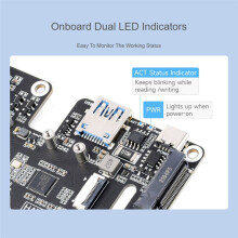 PCIe to USB 3.2 Gen1 and M.2 HAT for Raspberry Pi 5, Supports NVMe Protocol Solid State Drive, Expands 4-Ch USB 3.2 Port