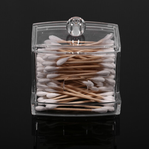 Practical Transparent Cotton Swab Organizer Box – 8.8x7.7x9cm 2