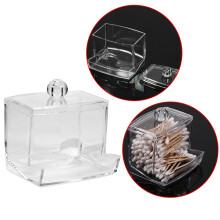 Practical Transparent Cotton Swab Organizer Box – 8.8x7.7x9cm