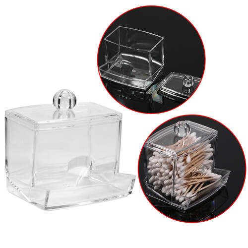 Practical Transparent Cotton Swab Organizer Box – 8.8x7.7x9cm