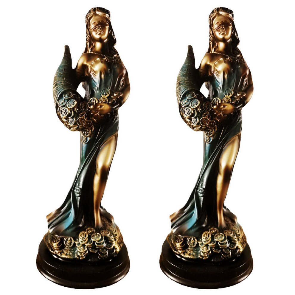 Typecat 2X Blindfolded Fortuna Statue Ancient Greek Roman Goddess Of Fortune Vintage Luck Sculpture Luck Decorations