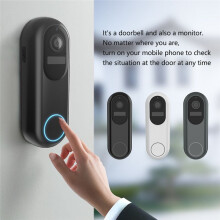 1080P Wireless Video Doorbell Camera Wireless Video Doorbell with Chime Two-Way Talk Night Vision White
