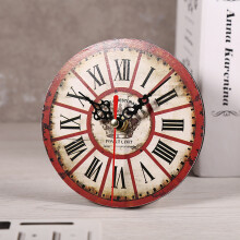 European Style Round MDF Wall Clock 12cm Vintage Home Decor