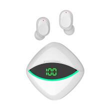Wireless Headset Semi-in-Ear Digital Display High Appearance Level Ultra-Long Life for Men and Women White