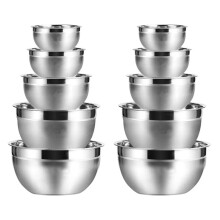 Ciotola per Mescolare Nel Acciaio Inossidabile (Set di 10) Ciotola per Insalata di Frutta Set