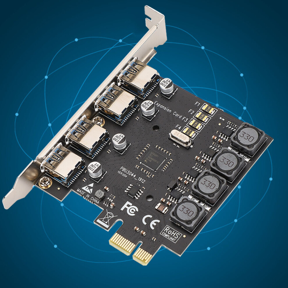 Pci-E Usb 3.0 Card 4 Ports 5 Gbps Speed Expansion For Pc Au Power Plug 8111389259872