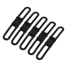5-Piece Silicone Bicycle Strap Set for Mobile, Water Bottle, 14cm Black