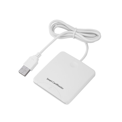 White Portable USB Smart Card Reader, Full Speed, Compact Size 1