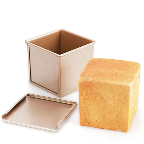 2X  Loaf Pan with Lid, Dough Capacity Non-Stick Rectangle Flat Toast Box for Oven Baking 1