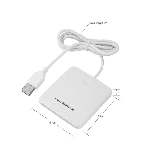 White Portable USB Smart Card Reader, Full Speed, Compact Size 2
