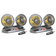 2X 12V Ventilateur de Voiture Ventilateur à Double TêTe Ventilateur Refroidissement Automatique Refroidissement Grand Vent Ventilateur ÉLectrique