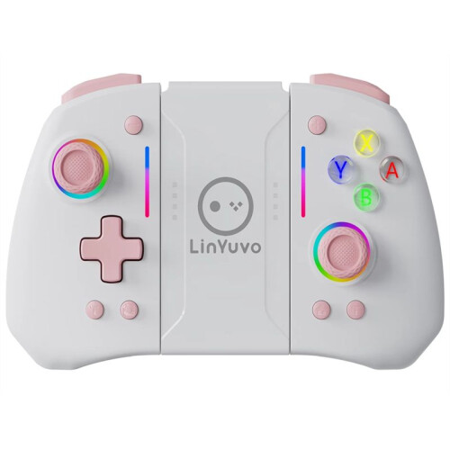 LinYuvo KS42 Meteor Light Wireless Joy-Pad with 8 Color RGB Lights for /Lite/OLED,with Programmable,Back Button White