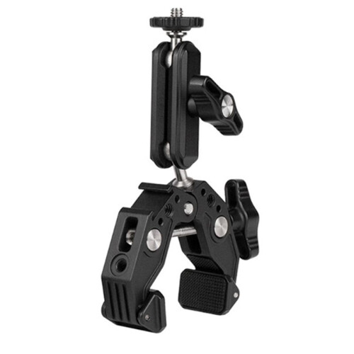 C1FD Rotating Two   Camera Clamp Adapter Cold Shoe Connection Fit Action Camera Smartphones 2