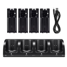 Suporte de carregamento com 4 portas, estação de encaixe para console de jogos , acessórios para jogos alimentados por bateria, com indicador LED,
