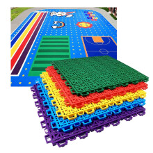 34cm Blue Interlocking Floor Tiles for Playground and Basketball Court, Slip‑Resistant Modular Surface with Quick Drain System