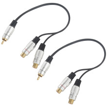 2X Metall Rca Buchse auf Dual 2Rca Stecker Vergoldeter Adapter, Splitter Y Audio Kabel (Rca F-2, Rca M) (1 Stecker auf 2 Buchse)