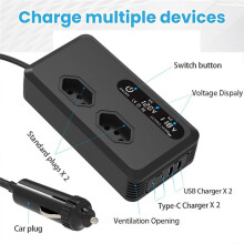 200W Car Inverter Power Inverters USB Charger Adapter Car Converter with LED Screen 12V to 110V BR Plug