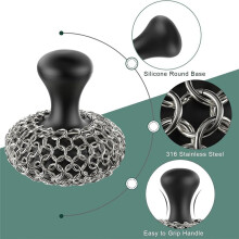 Cast Iron Scrubber - 316 Cast Iron Cleaner Scrubber Chainmail Scrubber for Cast Iron Pans Skillet Scrubber