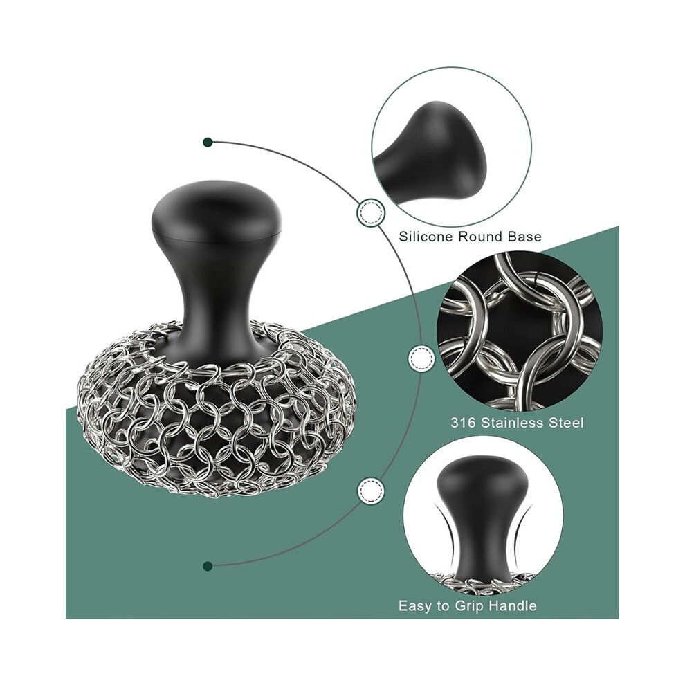 Cast Iron Scrubber - 316 Cast Iron Cleaner Scrubber Chainmail Scrubber For Cast Iron Pans Skillet Scrubber 6031568451960
