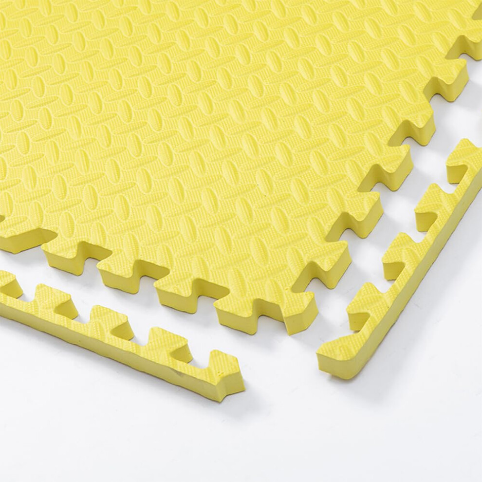 12X12 Eva Foam Play Mat, 0.4 Inch Thick Interlocking Floor Tiles For Kids And Home Gym Yellow