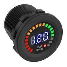 12 V Wasserdichter Digital-Voltmeter für Auto & Motorrad mit LED-Anzeige, Schwarz