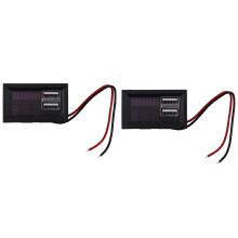 2X Rote Led Digital Anzeige Voltmeter Spannungs Messer Volt Tester Panel für 12 V Autos MotorräDer Fahrzeuge Usb 5V2A Ausgang 12,6 V Batterie