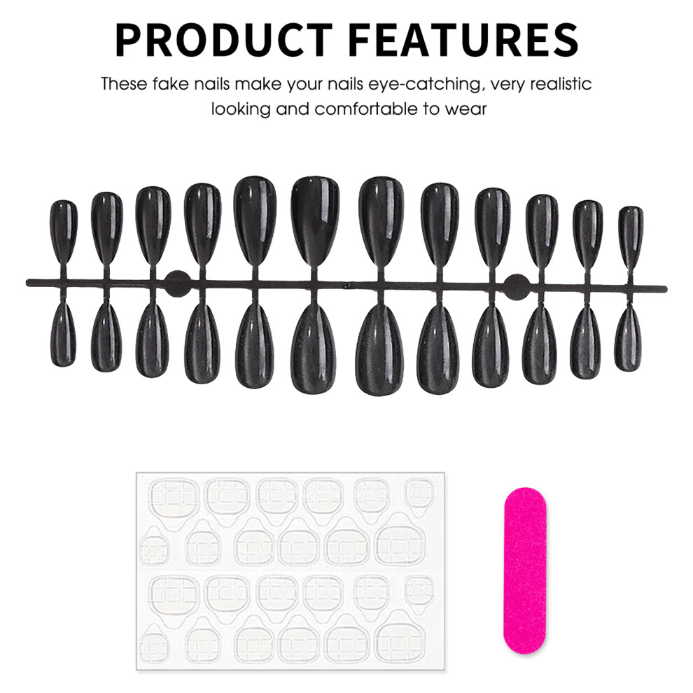 Roc-Electron Grey Cat Eye Press On Nails, 24Pcs Glitter Gradient