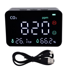 CO2Meter Portable Digital Screen Wall Mounted5V500mA Hollow Sensor USB Charging Black Temperature Humidity Analyzer