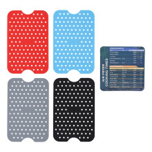 4-Pack Reusable Silicone Fryer Liners with Cooking Guide