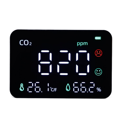 CO2Meter Portable Digital Screen Wall Mounted5V500mA Hollow Sensor USB Charging Black Temperature Humidity Analyzer 2