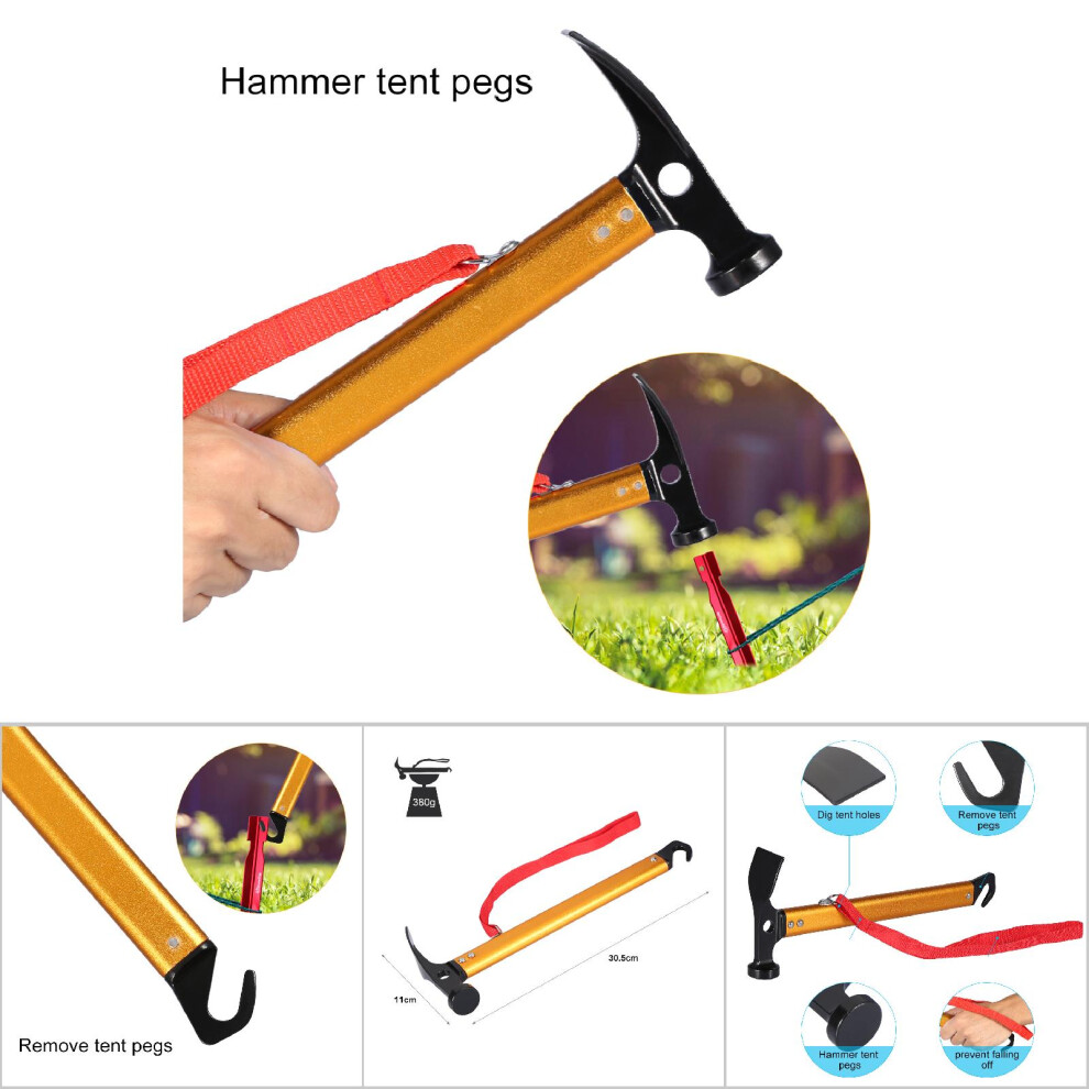 Portable Camping Hammer & Peg Puller - Aluminum Alloy Handle, 12" 5081392981660