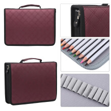 Portable Purple PU Leather Pen Case