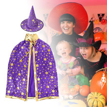 (Purple, One Size) Kids Witch Costume Set for Halloween & Thanksgiving