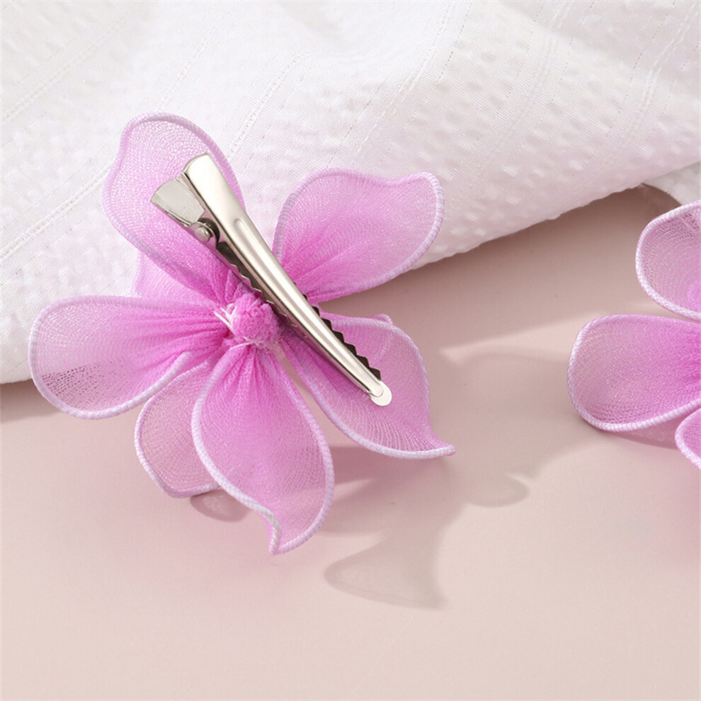 Roc-Electron Purple (Purple) Flower Hair Barrettes For Gown Hairstyles