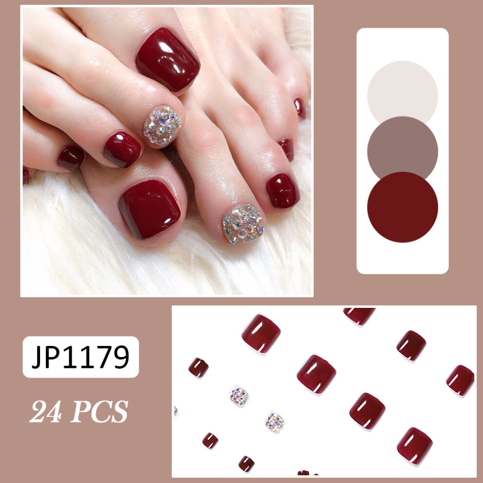 Creation-3C (Standard) 3D Rhinestones Press-On Nails, 24Pcs, Full Coverage