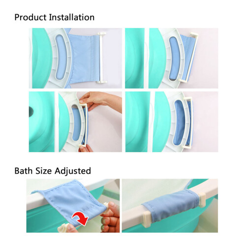 Adjustable Newborn Bath Seat Net Support Mesh Sling Blue Bear - 58x67cm 2